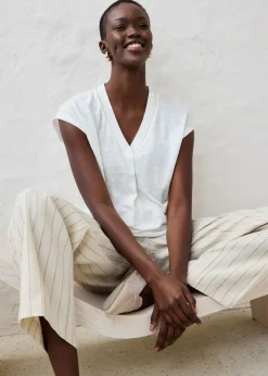 bonprix bonprix Camiseta de lino puro Blanco Clearance
