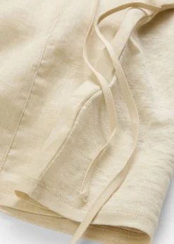 bonprix bonprix Camiseta de lino puro con ribete tejido Arena claro Outlet