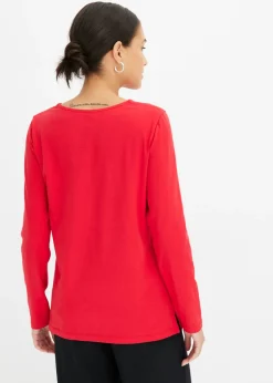 bonprix bonprix Camiseta de manga larga con ojales Rojo Hot