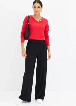 bonprix bonprix Camiseta de manga larga con ojales Rojo Hot