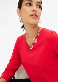 bonprix bonprix Camiseta de manga larga con ojales Rojo Hot