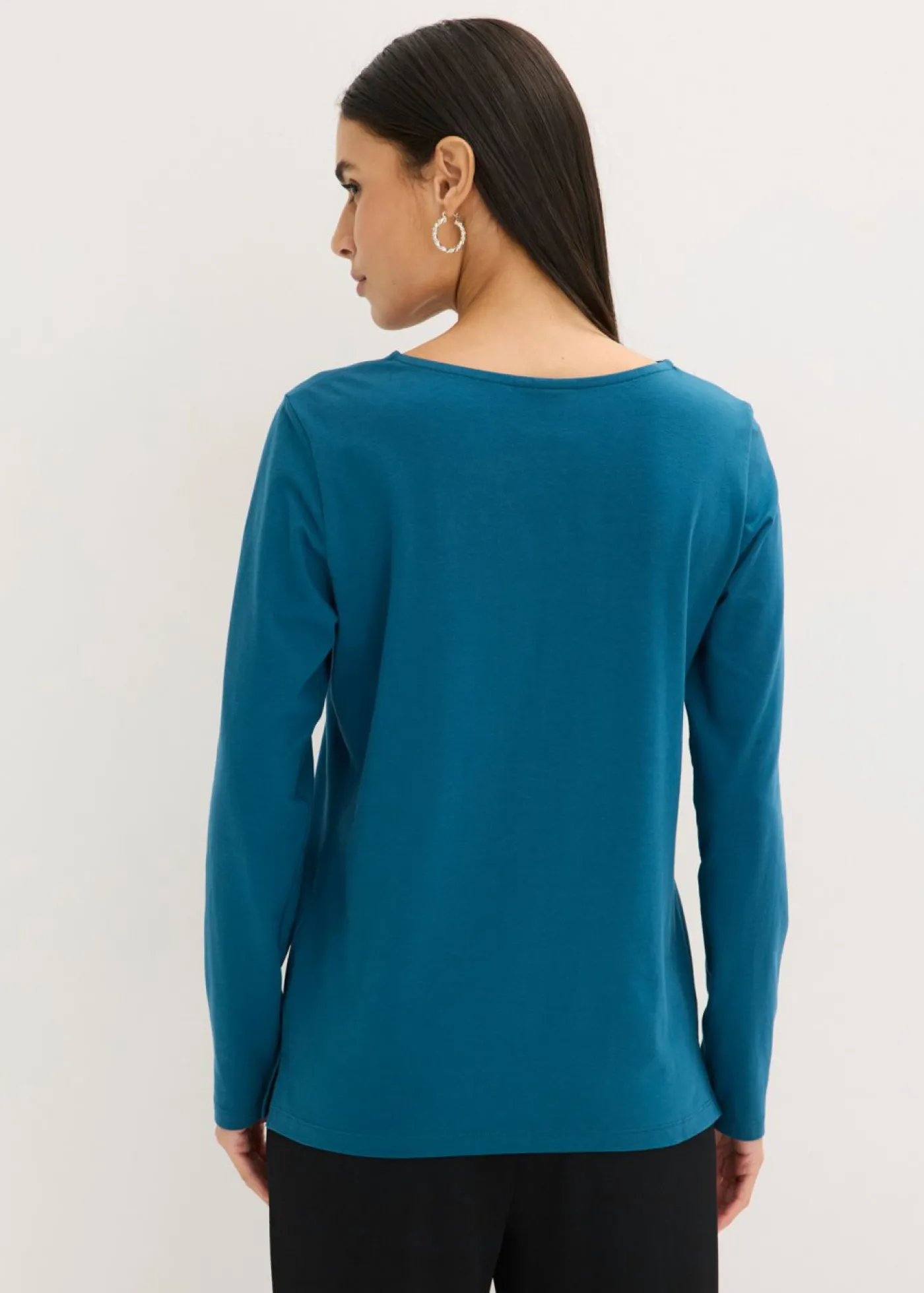 bonprix bonprix Camiseta de manga larga con ojales Petróleo azul