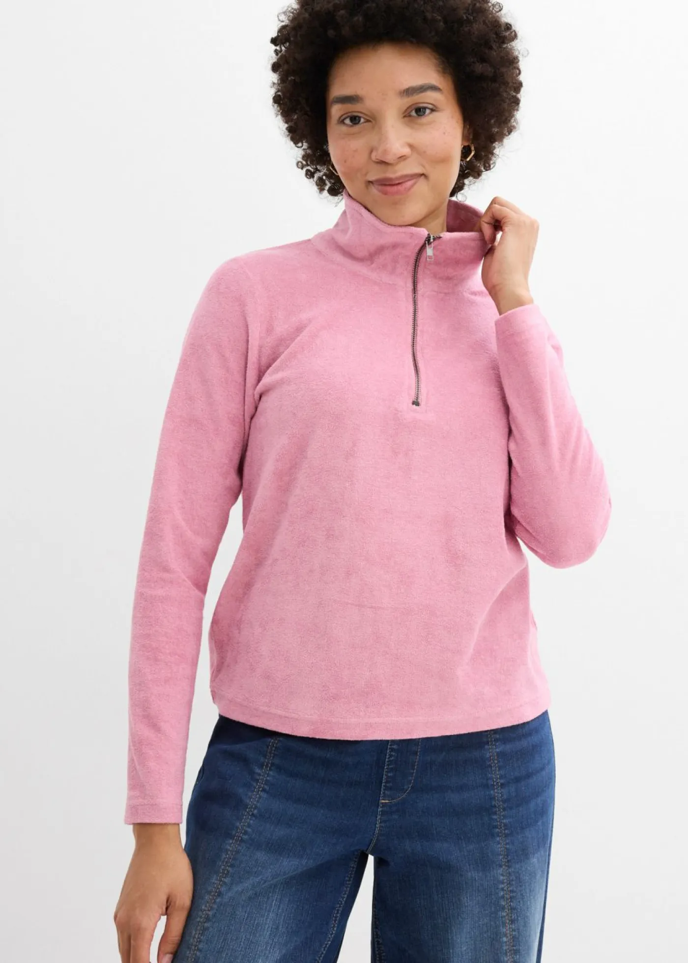 bonprix bonprix Camiseta de manga larga de felpa Malva Sale