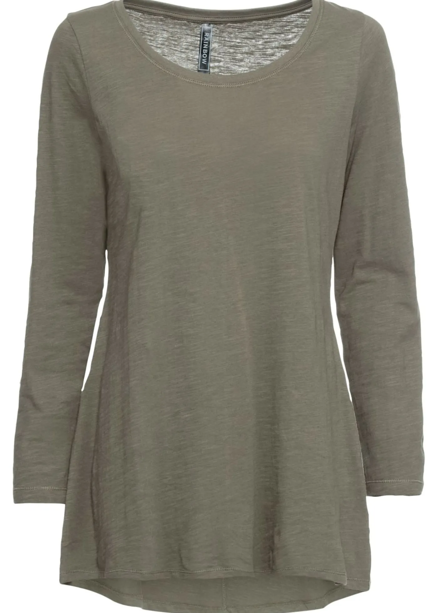 bonprix bonprix Camiseta de manga larga de algodón puro Verde oliva Sale