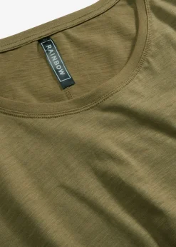 bonprix bonprix Camiseta de manga larga de algodón puro Verde oliva Sale
