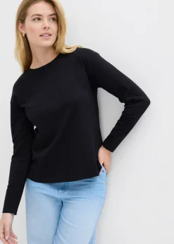 bonprix bonprix Camiseta de manga larga de algodón orgánico puro Negro Online