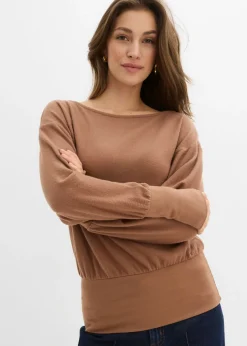 bonprix bonprix Camiseta de manga larga de suave mezcla de viscosa Marrón castaño Discount