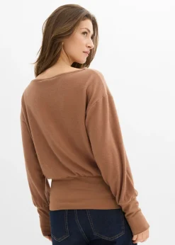 bonprix bonprix Camiseta de manga larga de suave mezcla de viscosa Marrón castaño Discount