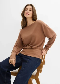 bonprix bonprix Camiseta de manga larga de suave mezcla de viscosa Marrón castaño Discount