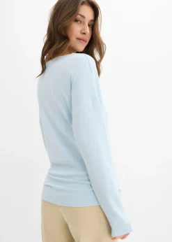 bonprix bonprix Camiseta de manga larga de cómodo Punto di Roma azul pálido Hot