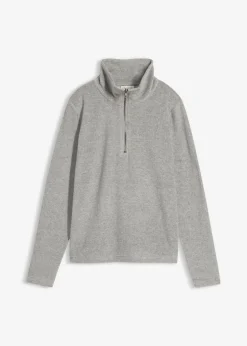 bonprix bonprix Camiseta de manga larga de felpa gris claro jaspeado moteado Sale