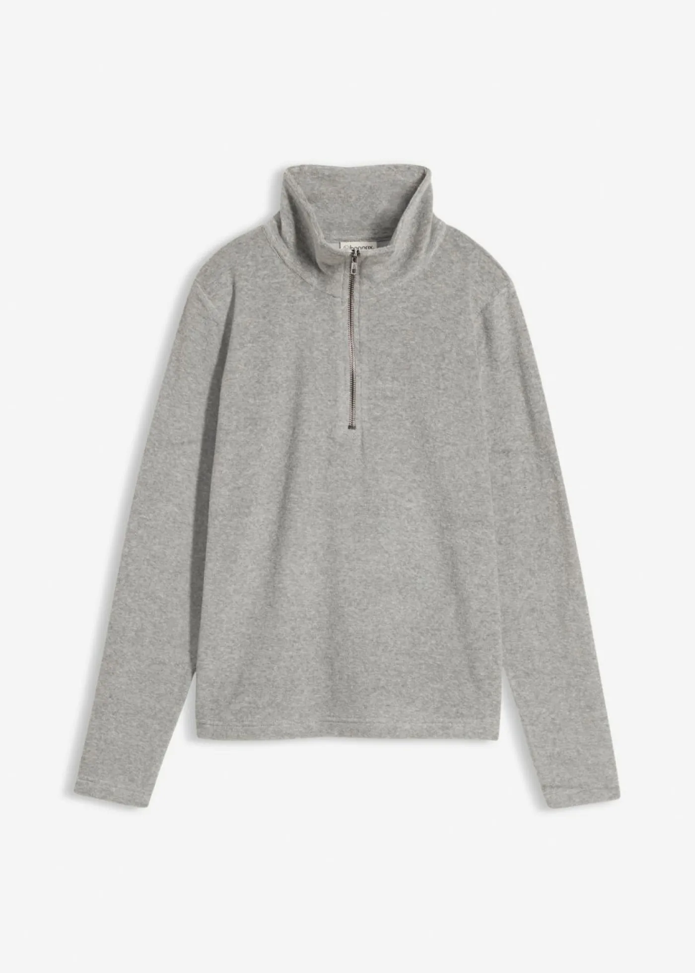 bonprix bonprix Camiseta de manga larga de felpa gris claro jaspeado moteado Sale