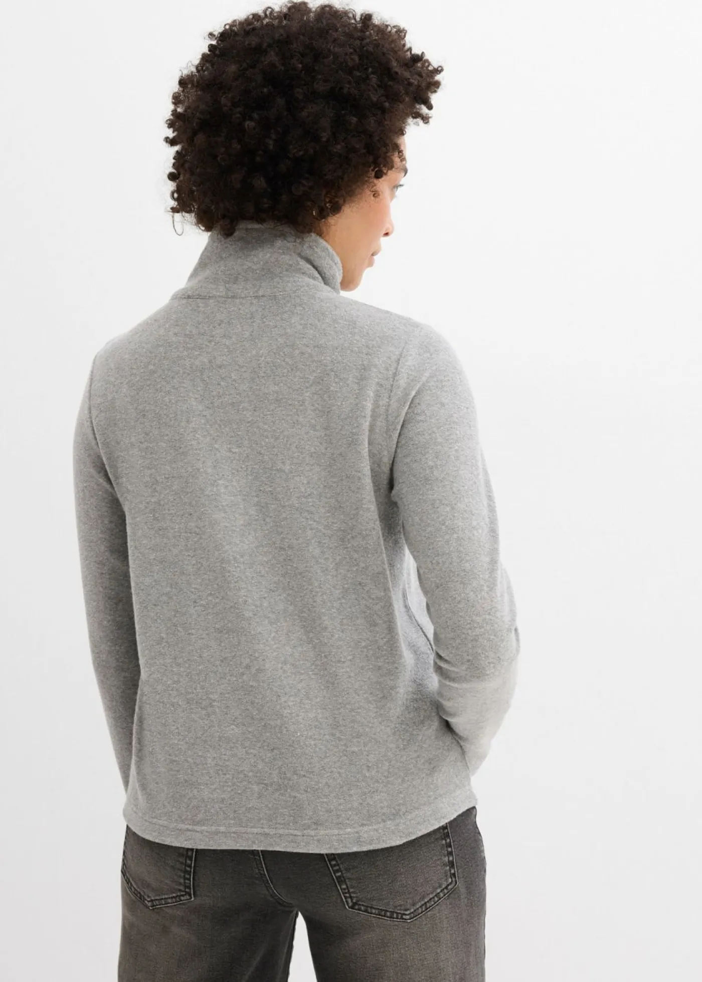 bonprix bonprix Camiseta de manga larga de felpa gris claro jaspeado moteado Sale