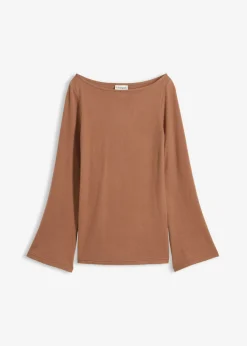 bonprix bonprix Camiseta de manga larga de suave mezcla de viscosa Marrón castaño Online