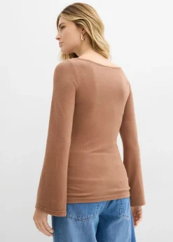 bonprix bonprix Camiseta de manga larga de suave mezcla de viscosa Marrón castaño Online