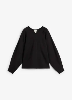 bonprix bonprix Camiseta de manga larga de cómodo Punto di Roma Negro Clearance