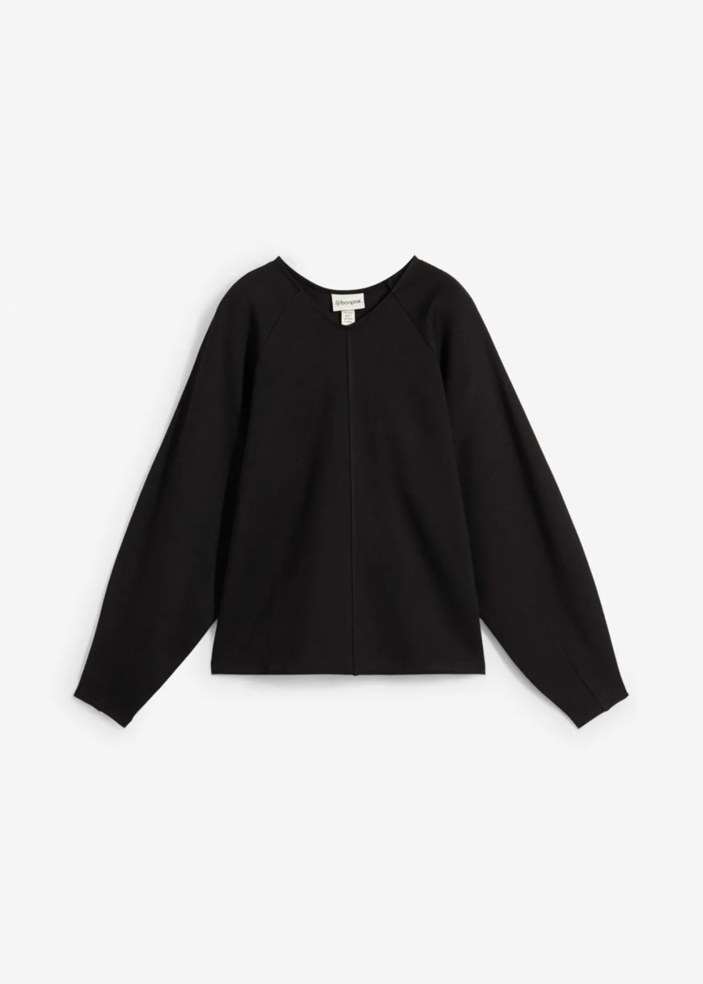 bonprix bonprix Camiseta de manga larga de cómodo Punto di Roma Negro Clearance