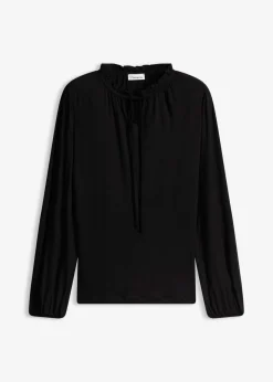 bonprix bonprix Camiseta de manga larga de mezcla de viscosa Negro New