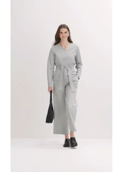 bonprix bonprix Camiseta de manga larga de mezcla de viscosa con cinta ancha para atar gris claro jaspeado moteado Best