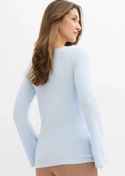 bonprix bonprix Camiseta de manga larga de suave mezcla de viscosa azul pálido Clearance