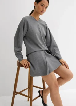 bonprix bonprix Camiseta de manga larga de cómodo Punto di Roma Gris jaspeado Clearance