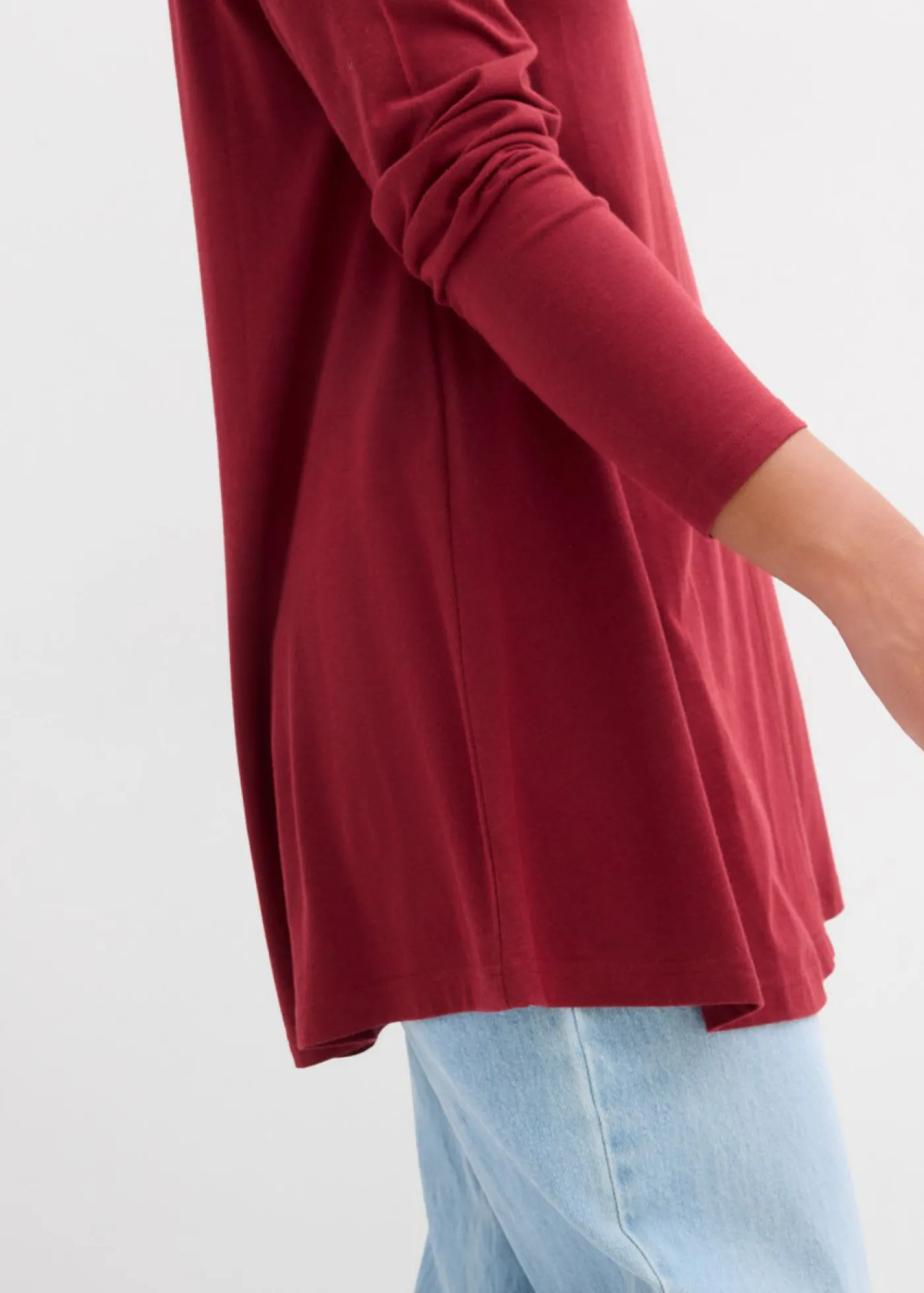 bonprix bonprix Camiseta de manga larga de mezcla de viscosa y algodón Ciruela Sale