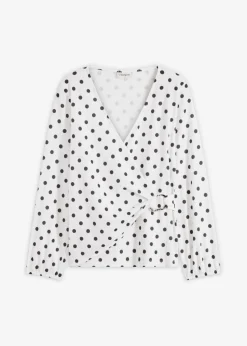 bonprix bonprix Camiseta de manga larga de punto estructurado blanco/negro topos Best