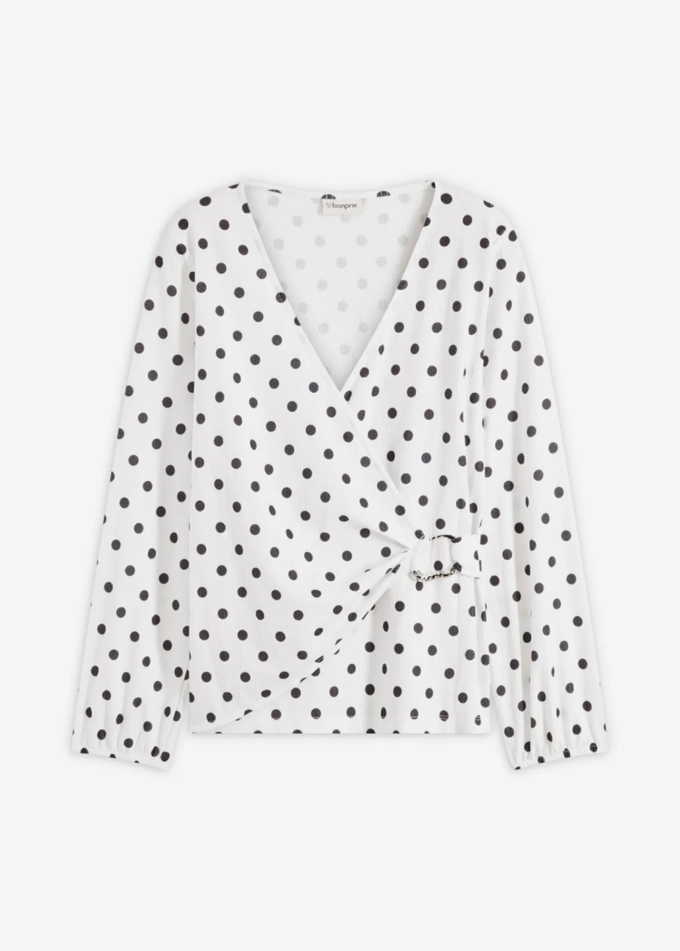bonprix bonprix Camiseta de manga larga de punto estructurado blanco/negro topos Best