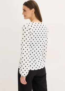 bonprix bonprix Camiseta de manga larga de punto estructurado blanco/negro topos Best