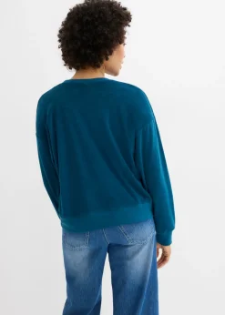 bonprix bonprix Camiseta de manga larga de felpa Petróleo azul New