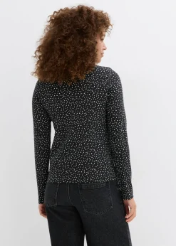 bonprix bonprix Camiseta de manga larga (2 unidades) de mezcla de algodón y elastano Negro-blanco lana Discount