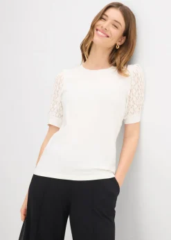 bonprix bonprix Camiseta de mezcla de algodón Blanco lana Online