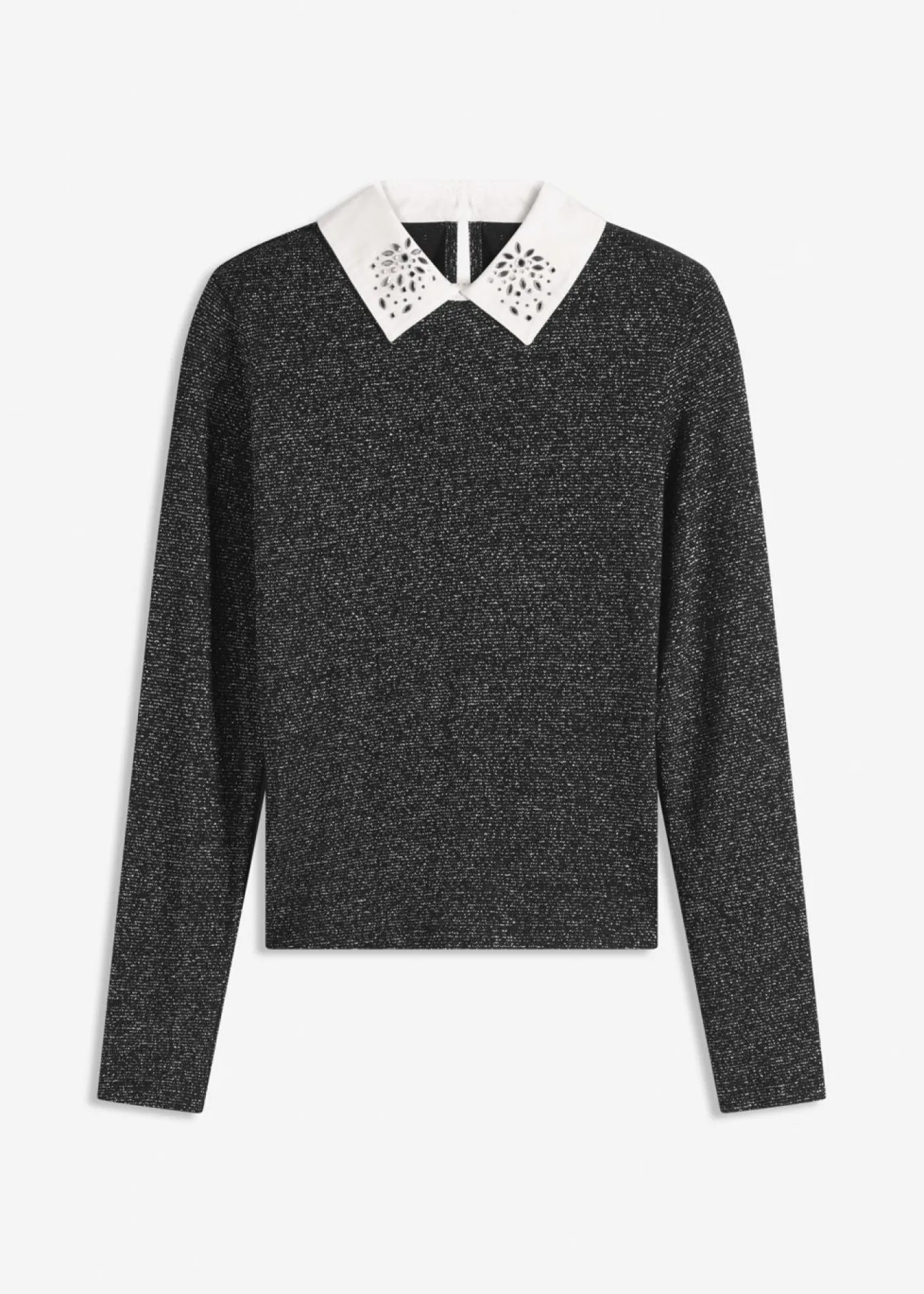 bonprix bonprix Camiseta de mezcla de algodón negro-plata moteado Sale