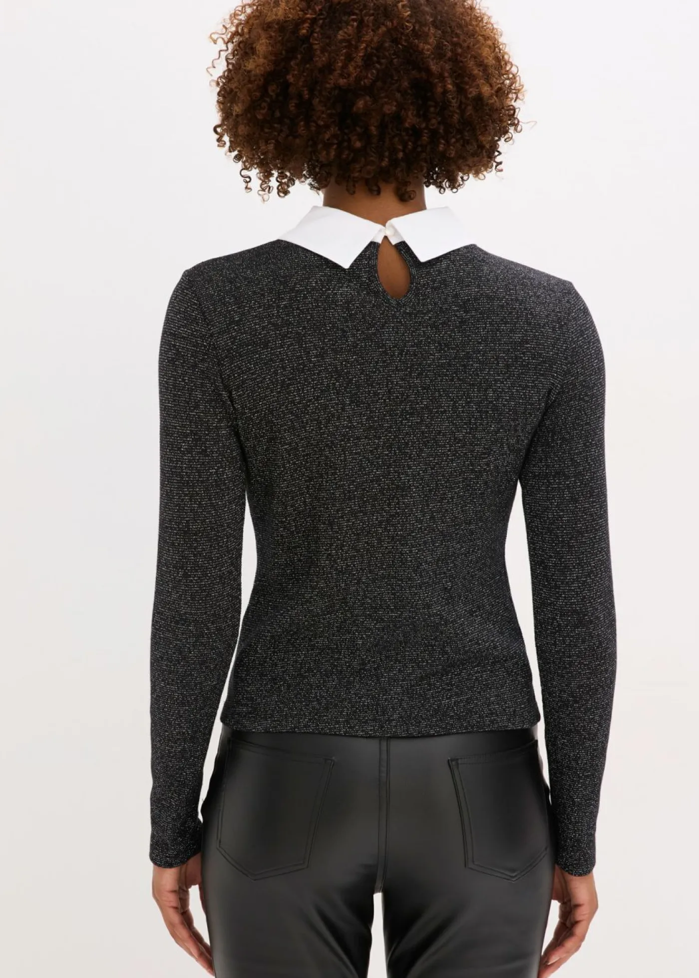 bonprix bonprix Camiseta de mezcla de algodón negro-plata moteado Sale