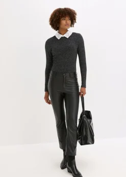 bonprix bonprix Camiseta de mezcla de algodón negro-plata moteado Sale