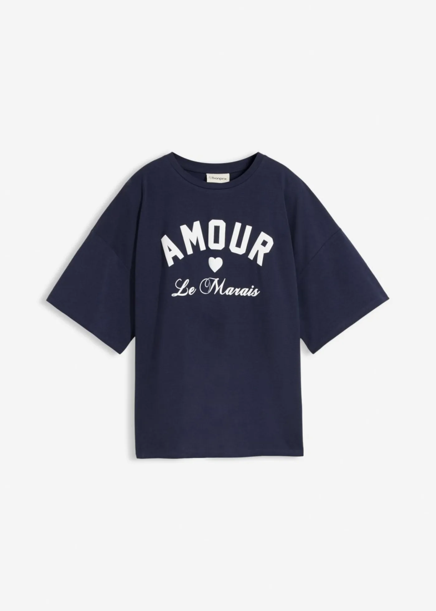 bonprix bonprix Camiseta de mezcla de algodón elástico Azul marino-blanco Online