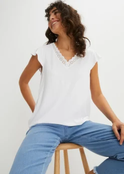 bonprix bonprix Camiseta de mezcla de viscosa Blanco Discount