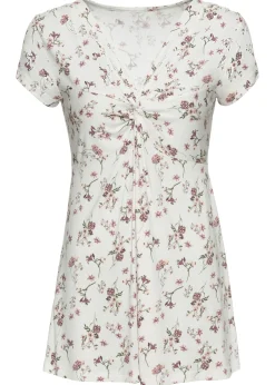 bonprix bonprix Camiseta de mezcla de viscosa Blanco de flores Discount
