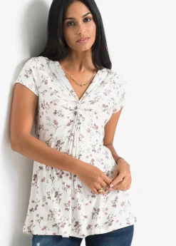 bonprix bonprix Camiseta de mezcla de viscosa Blanco de flores Discount