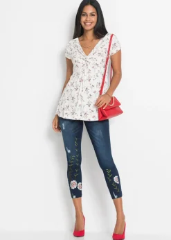 bonprix bonprix Camiseta de mezcla de viscosa Blanco de flores Discount