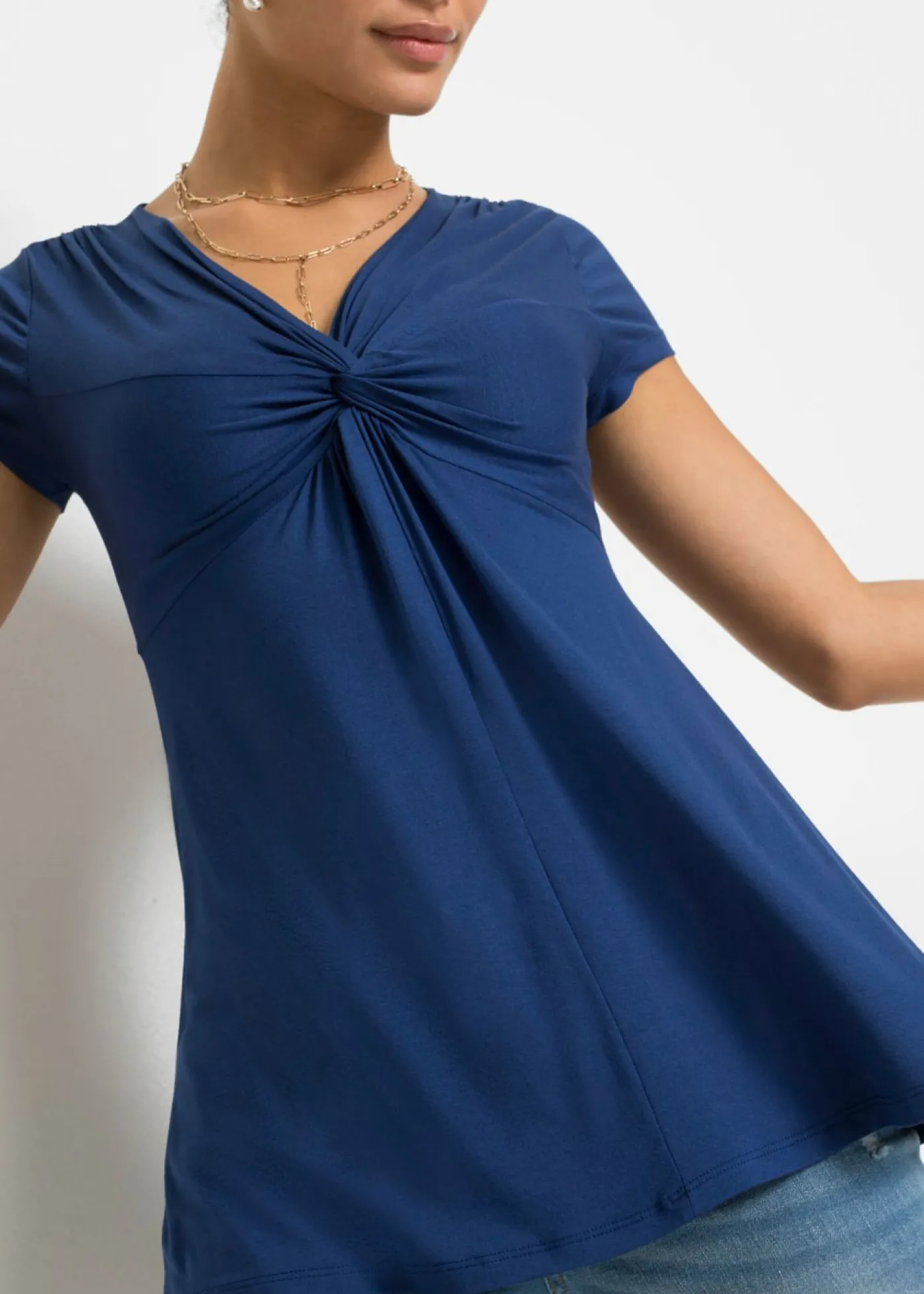bonprix bonprix Camiseta de mezcla de viscosa Azul oxford