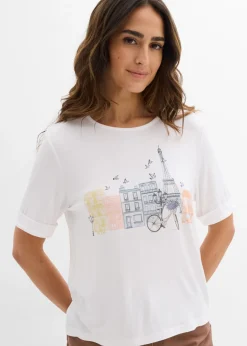 bonprix bonprix Camiseta de mezcla de viscosa Blanco Sale