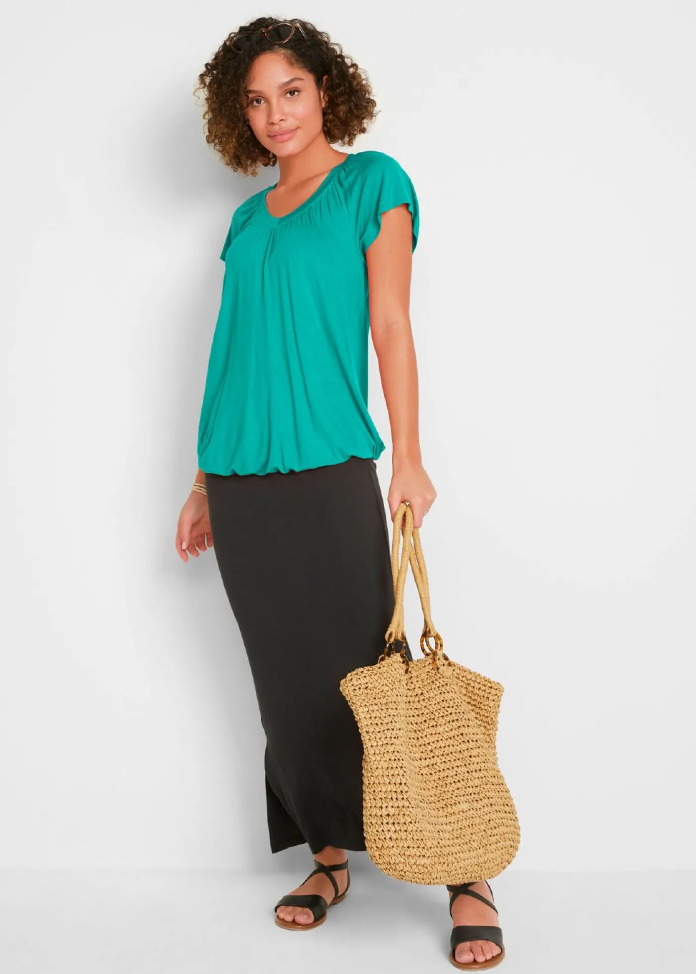 bonprix bonprix Camiseta de mezcla de viscosa Esmeralda Discount