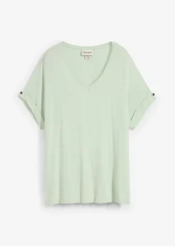 bonprix bonprix Camiseta de mezcla de viscosa fluida Verde pastel Outlet