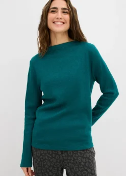 bonprix bonprix Camiseta de punto ajustada Azul petróleo Sale