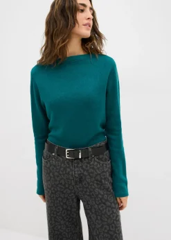 bonprix bonprix Camiseta de punto ajustada Azul petróleo Sale