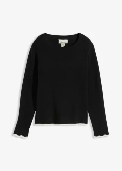 bonprix bonprix Camiseta de punto con dobladillo en contraste Negro-blanco Best