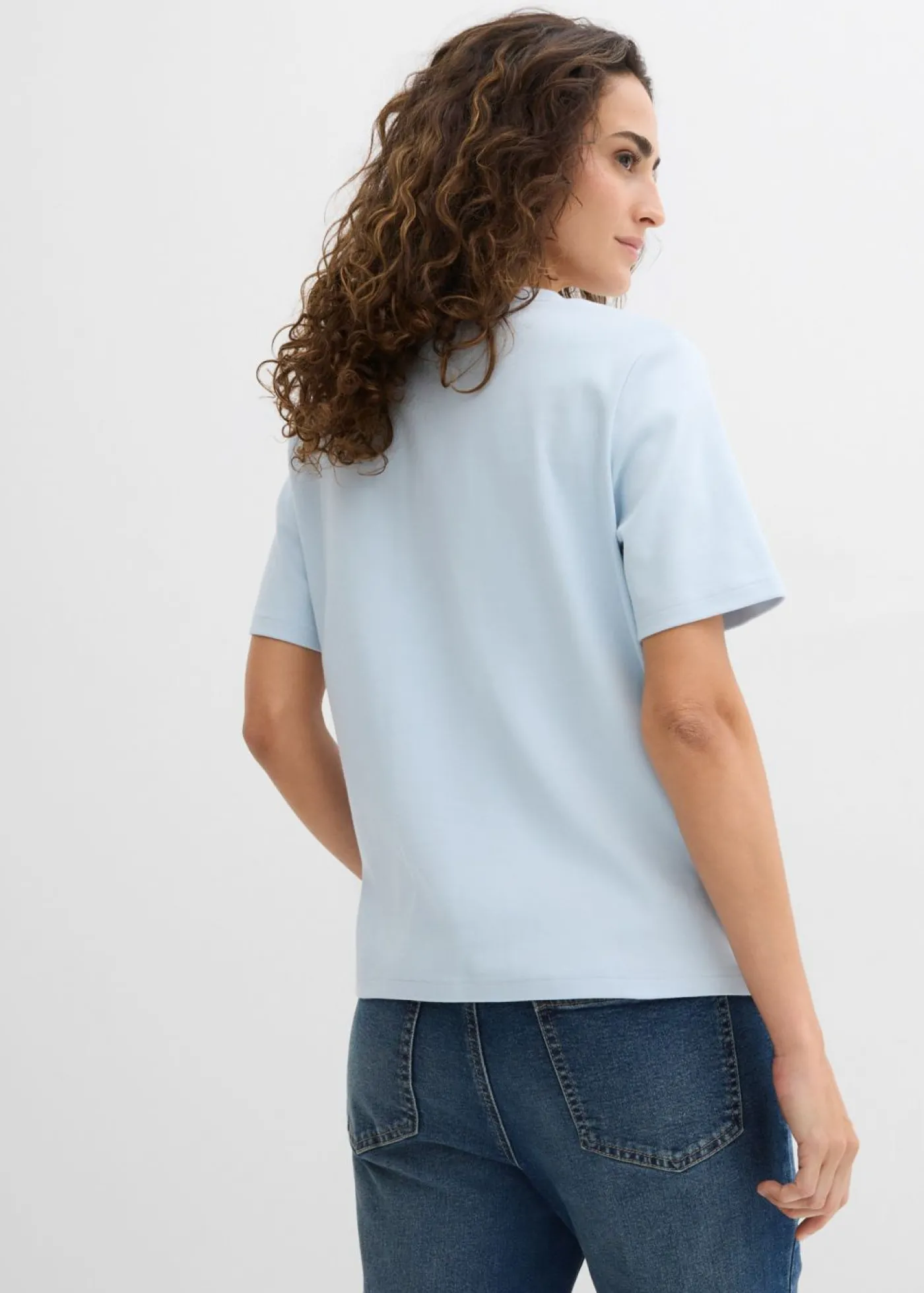 bonprix bonprix Camiseta de punto grueso de algodón orgánico puro (2 unidades) azul pálido-azul marino New