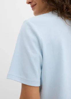 bonprix bonprix Camiseta de punto grueso de algodón orgánico puro (2 unidades) azul pálido-azul marino New