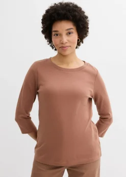 bonprix bonprix Camiseta de punto grueso con algodón orgánico (3 unidades) marrón castaño-negro-blanco perla